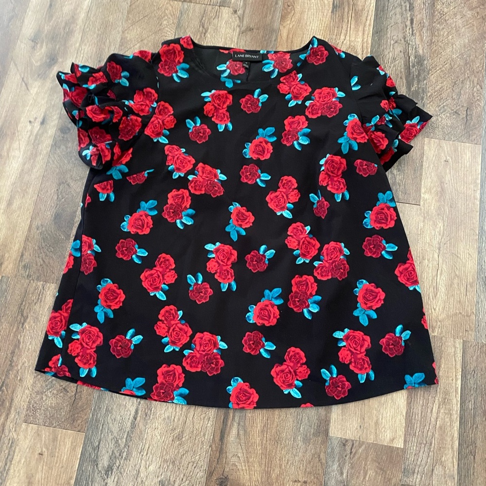 Lane Bryant floral dress shirt, 14